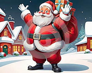 Santa Claus With A Bag With Presents