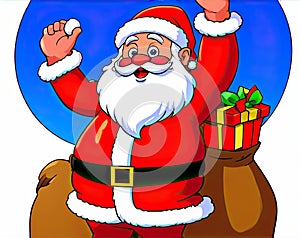 Santa Claus With A Bag With Presents