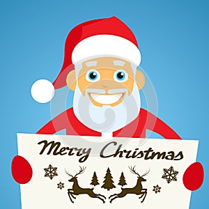 Santa Claus Banner, White Sign Board Blank Empty