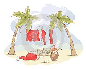 Santa Claus beach vacation