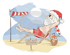 Santa Claus beach vacation