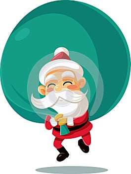 Santa Claus with a Big Bag of Presents Vector Cartoon