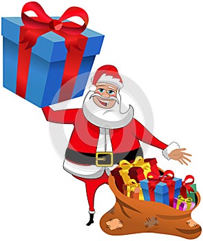 Santa Claus Big Gift Gifts Sack Christmas Isolated