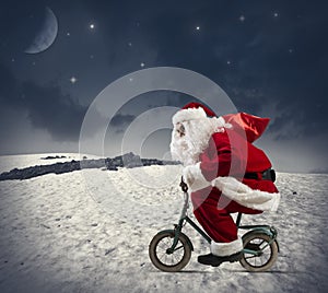 Santa claus on the bike