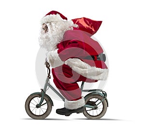 Santa claus on the bike