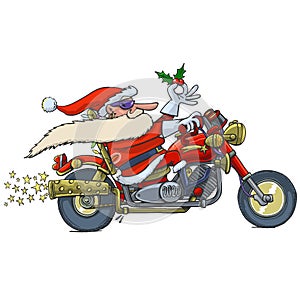 Santa Claus biker on motorcycle