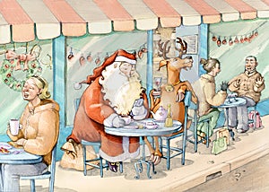 Santa Claus at the bistro photo