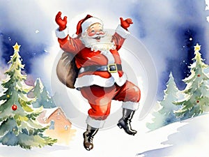 Santa Claus Bounces Through the Air