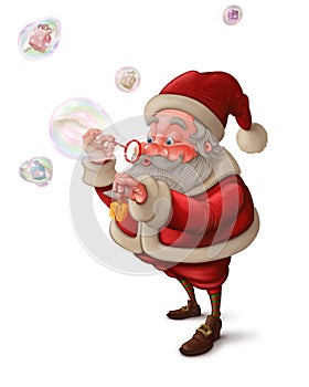 Santa Claus and the bubbles soap - White background