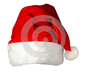 santa claus cap isolated on white background. santa claus red hat