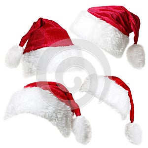 Santa Claus caps isolated on a white background