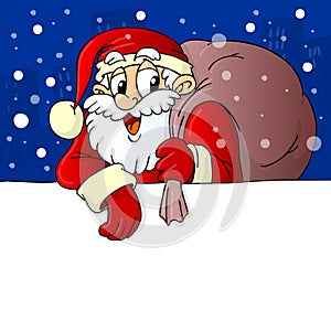 Santa Claus caring gifts banner