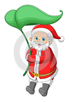 Santa claus carrying big leaf