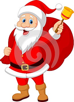 Santa Claus cartoon with bell carrying sack