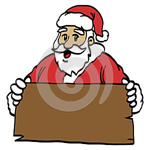 Santa Claus Cartoon Graphic With Wooden Plank