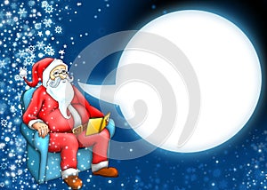 Santa claus and cartoon moon cloud