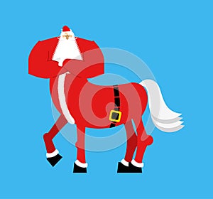 Santa Claus centaur. Santa monster. Half man half horse. Christmas illustration photo