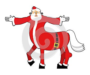 Santa Claus centaur. Santa monster. Half man half horse. Christmas illustration photo
