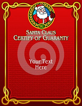 Santa Claus Certify of Guaranty photo