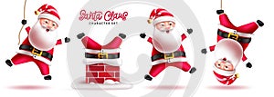 Santa claus characters vector set design. Christmas santa claus character in jumping