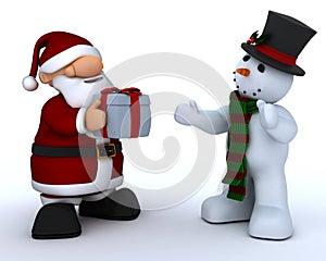 Santa Claus Charicature and snowman