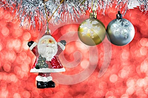 Santa claus and Christmas balls with Christmas decoration