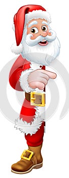 Santa Claus Christmas Cartoon Peeking Pointing