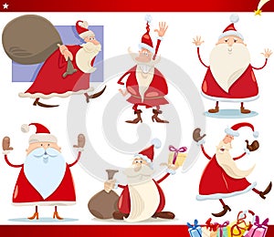 Santa claus and christmas cartoon set