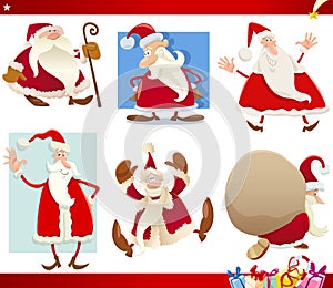 Santa claus and christmas cartoon set