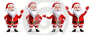 Santa claus christmas character vector set. Santa claus in 3d realistic characters with waving and friendly gestures in smiling.