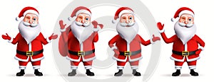 Santa claus christmas characters vector set. Santa claus in 3d realistic characters in friendly facial expression isolated.