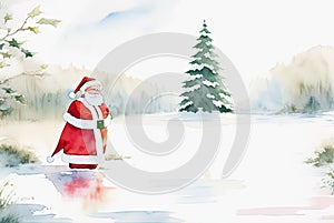 Santa Claus with christmas gifts. Generative Ai