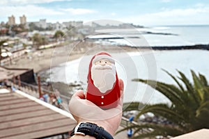 Santa Claus on Christmas holidays or New year vacation