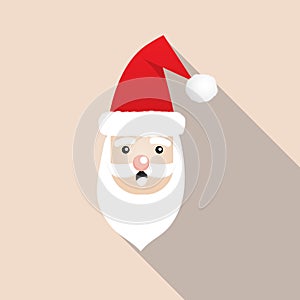 Santa Claus christmas icon.Flat Design Santa Claus Face.