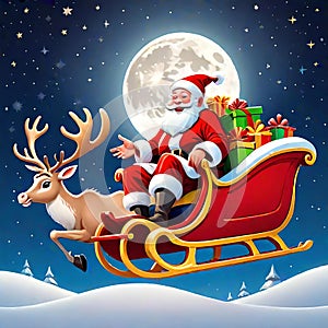 Santa claus christmas joy gift giving sleigh ride flying reindeer