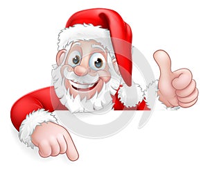 Santa Claus Christmas Peeking Pointing Cartoon