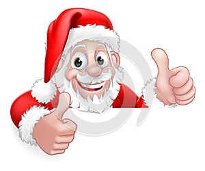 Santa Claus Christmas Peeking Thumbs Up Cartoon