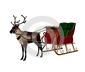 Santa Claus Christmas Reindeer and Sleigh