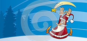 Santa claus and christmas star card