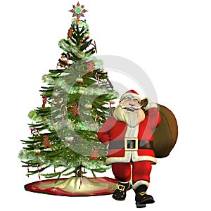 Santa Claus with Christmas tree