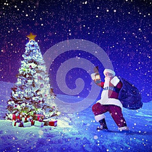 Santa Claus Christmas Tree Gifts Christmas Concept