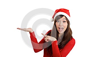 Santa Claus Christmas Woman surprised pointing product