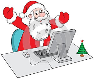 Santa Claus with computer