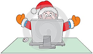 Santa Claus with computer