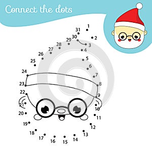 Santa Claus Connect the dots by numbers educational game. Christmas activity for kids and toddlers. New Year Daddy Frost