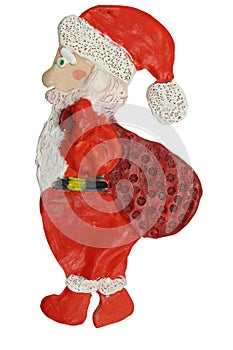 Santa Claus. Crafts from clay. Children's creativity. White background