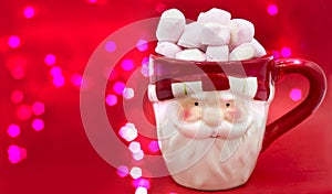 santa claus cup with hot drink