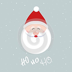 Santa claus cute character face ho ho ho vector snowy background