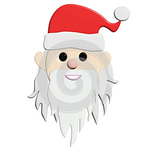 Santa Claus 3d smiling icon, Christmas holiday symb, New Year symbol photo