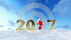 Santa Claus Dancing 2017 text, Dance 4, beautiful winter landscape